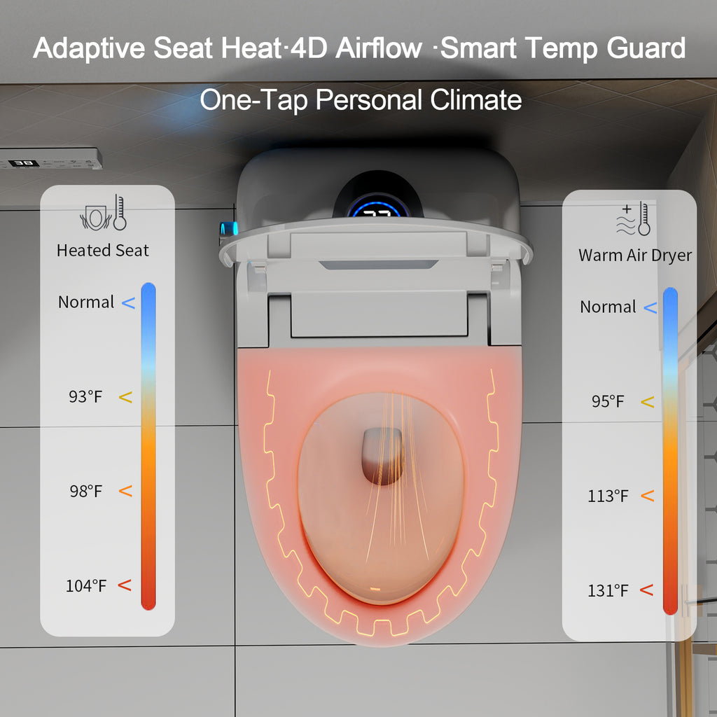 Smart Toilet Bidet Combo with Foot Sensor Open Cover/Seat