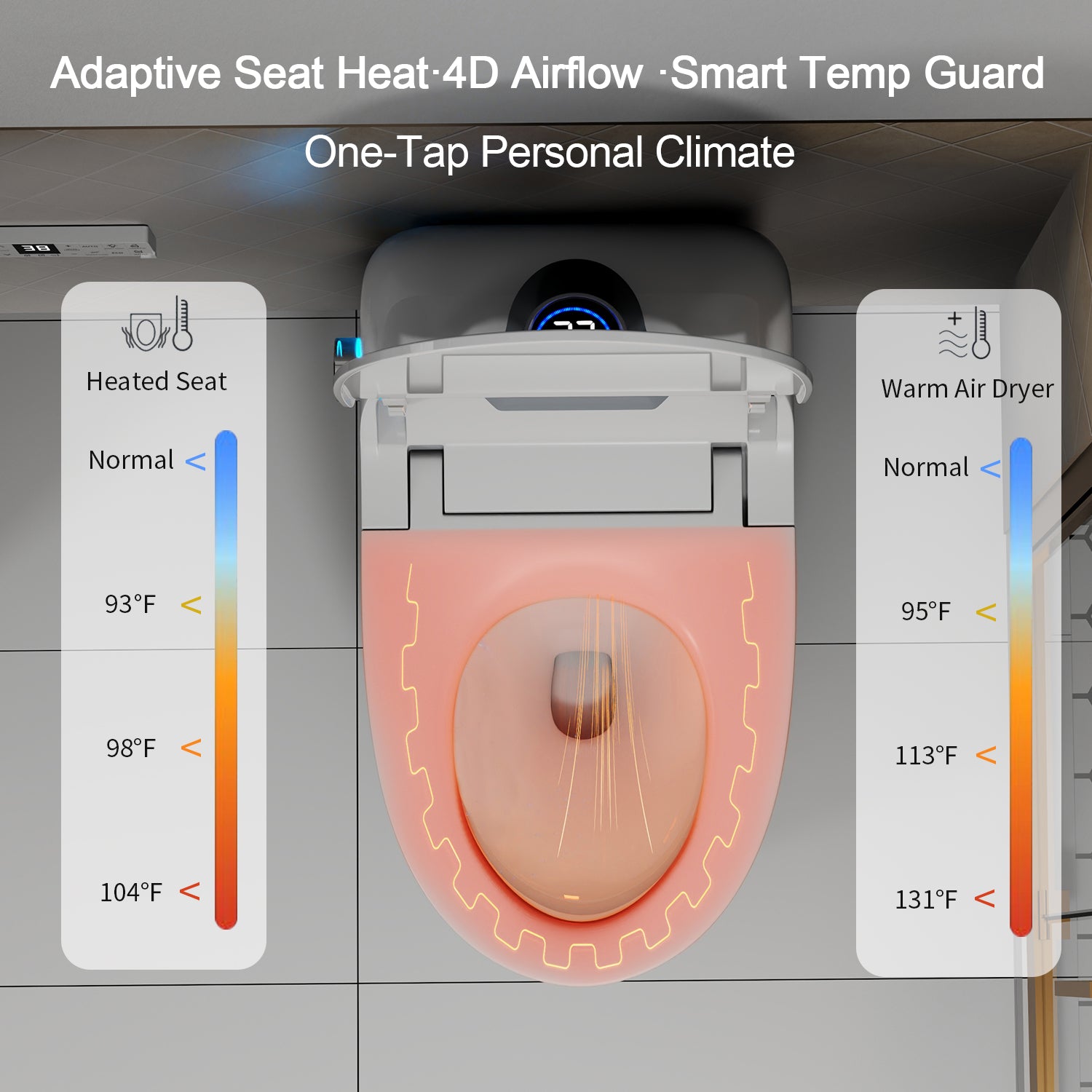 Smart Toilet Bidet Combo with Foot Sensor Open Cover/Seat
