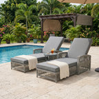 GO 2 Pieces Long Reclining Chaise Lounge Set