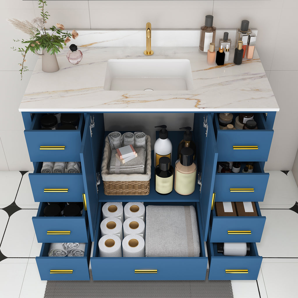 42" Modern Solid Wood Bathroom Vanity with Sink