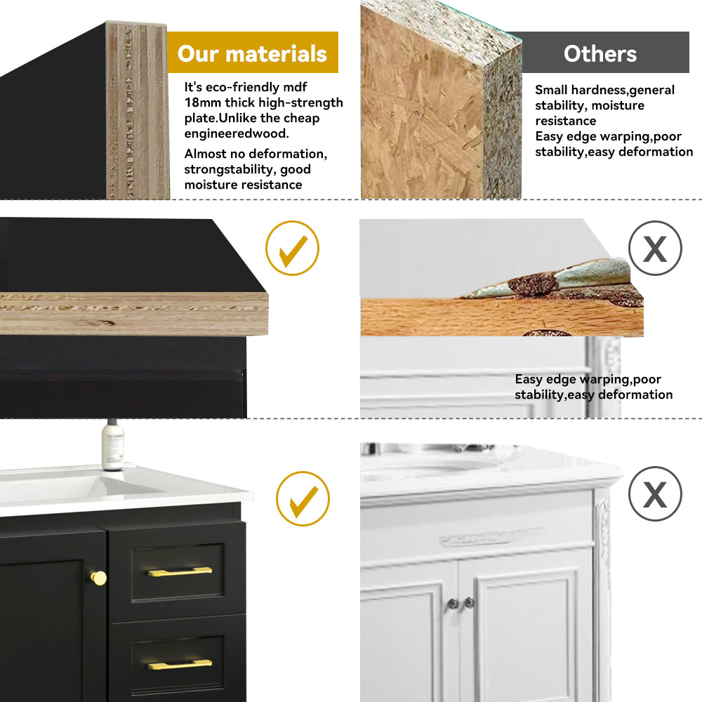 30" Black Bathroom Vanity