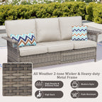 76.7" Wide Outdoor Wicker Patio Sofa