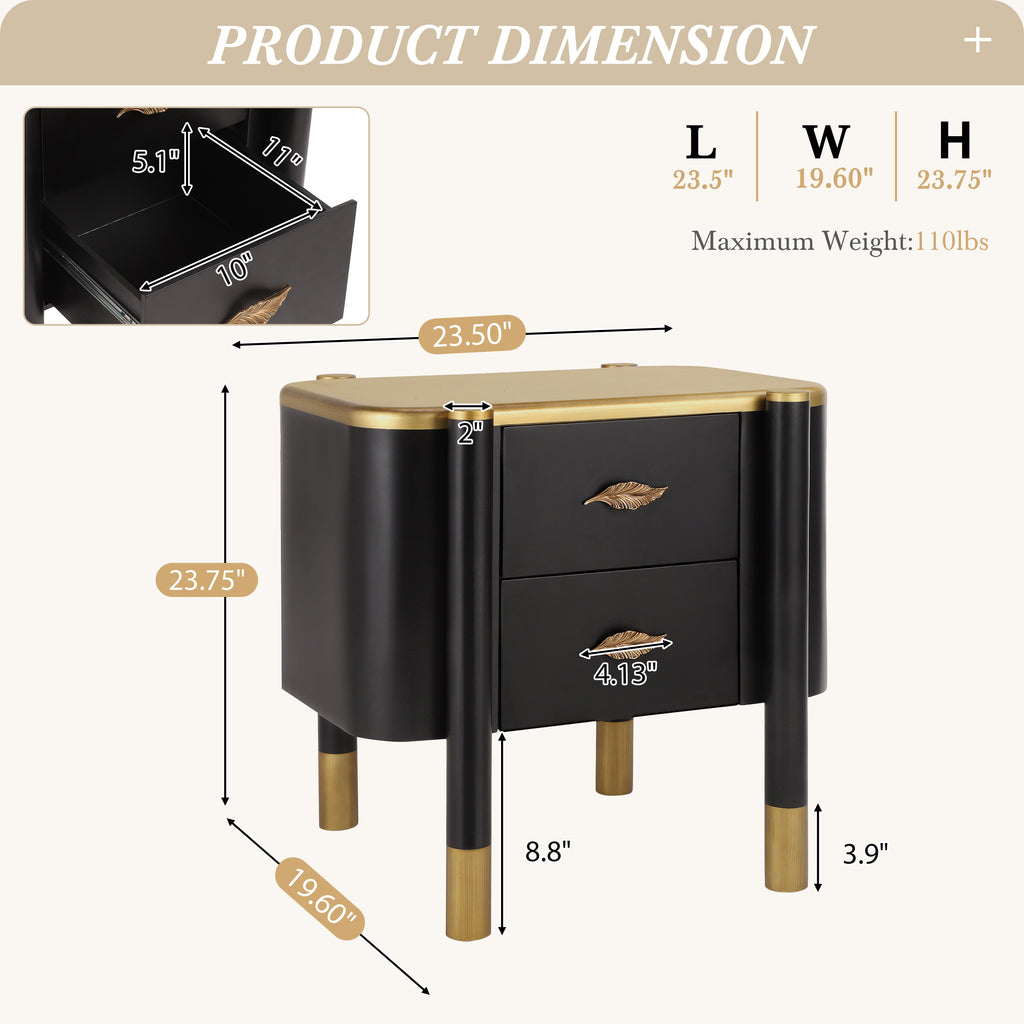 Contemporary 2 Drawers Nightstand