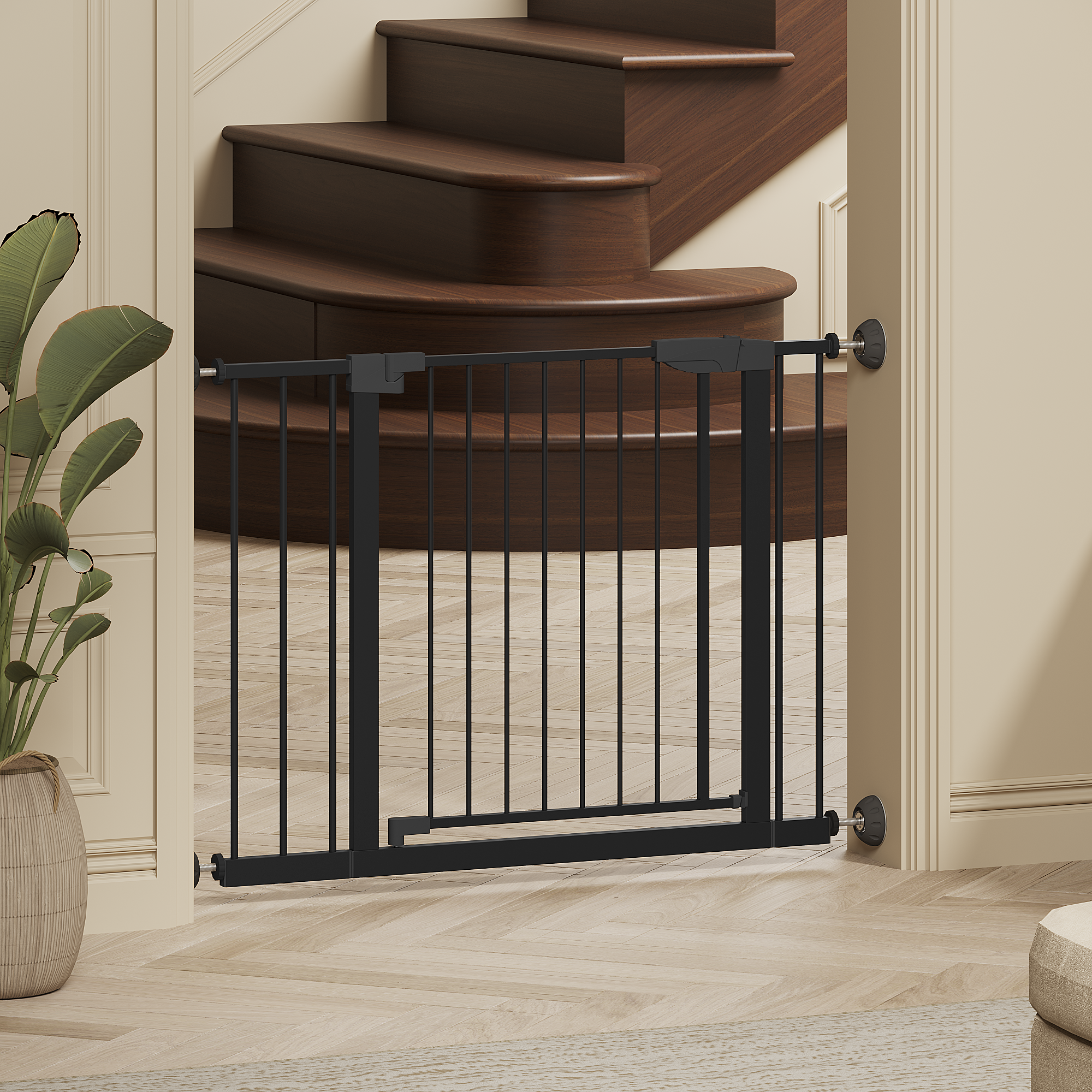 29.5-45.3" Wide Baby Gate with Wall Protector for Stairs