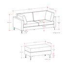Ava 76 Inch Mid Century Sofa with Ottoman Set