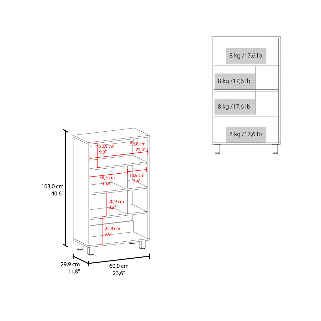 40.6" High Bookcase with 6 Shelves