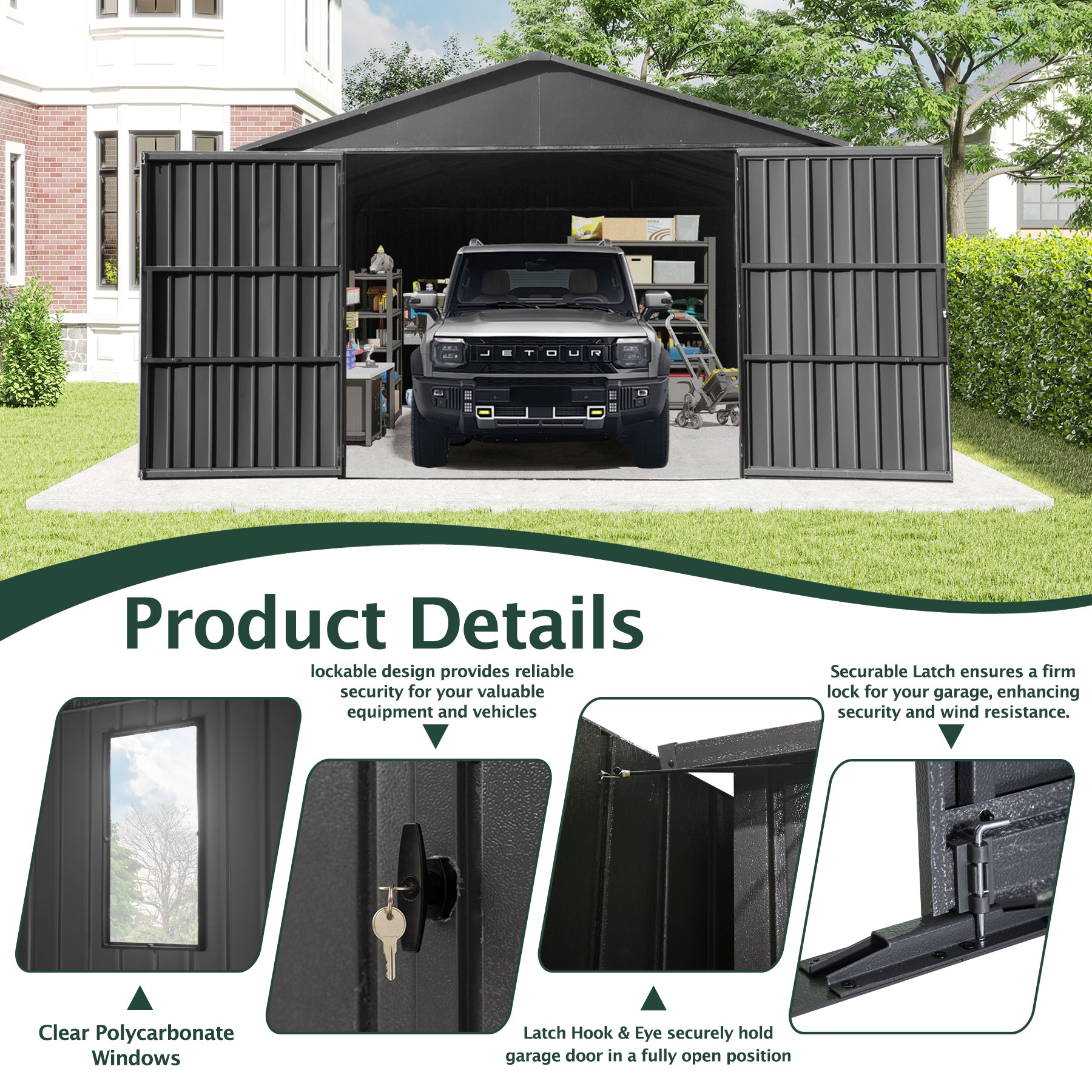 12x15FT Outdoor Metal Garage Shed