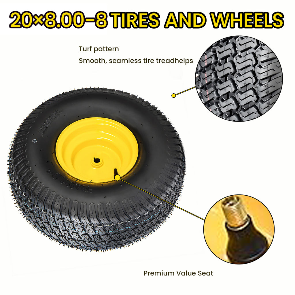 Set of 2 Lawn Mower Tires and Wheel Assembly