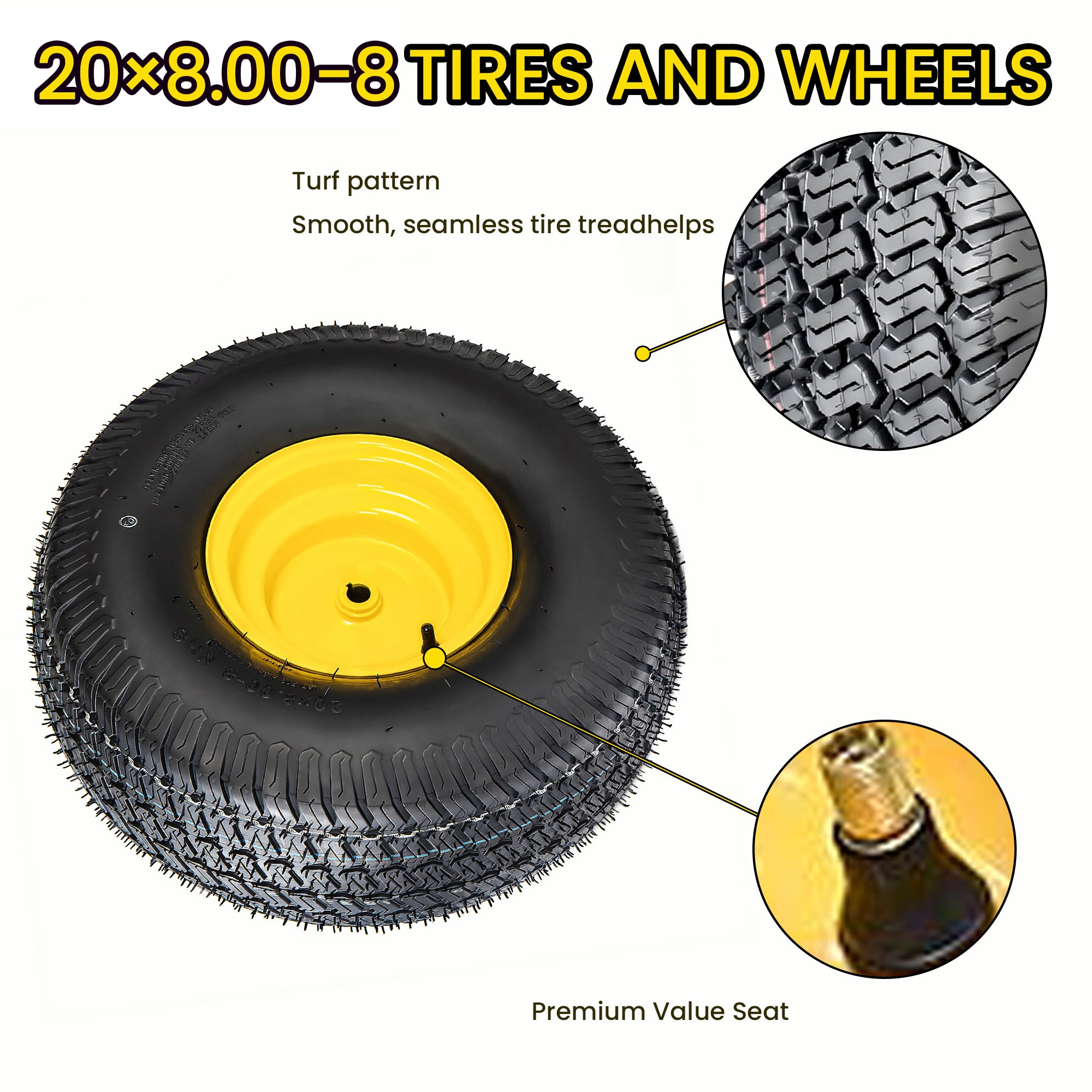 Set of 2 Lawn Mower Tires and Wheel Assembly