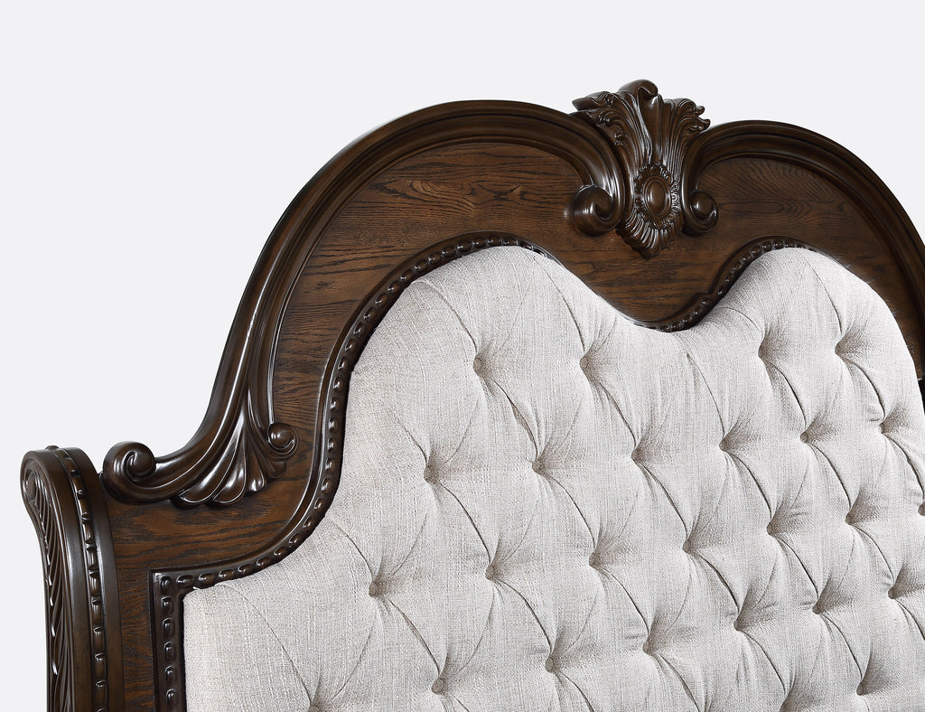 Traditional Style Faux Leather Upholstered King Sleigh Bed