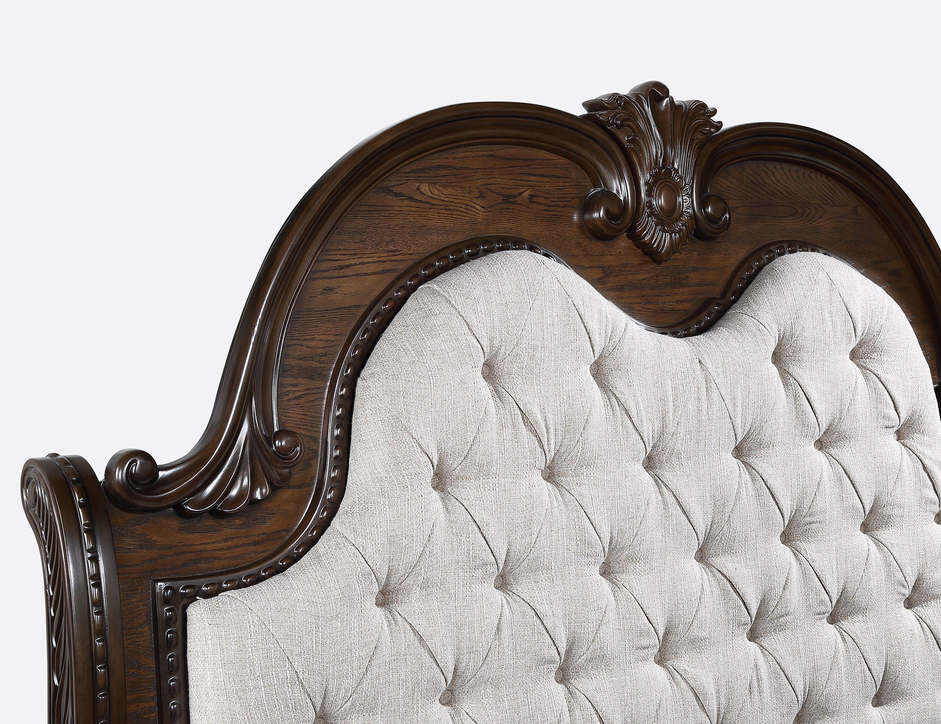 Traditional Style Faux Leather Upholstered King Sleigh Bed
