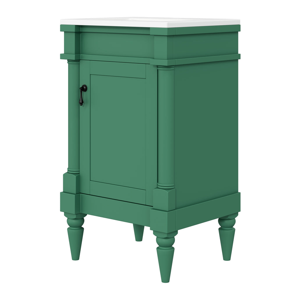18-Inch Modern Bathroom Vanity with Ceramic Sink, Green