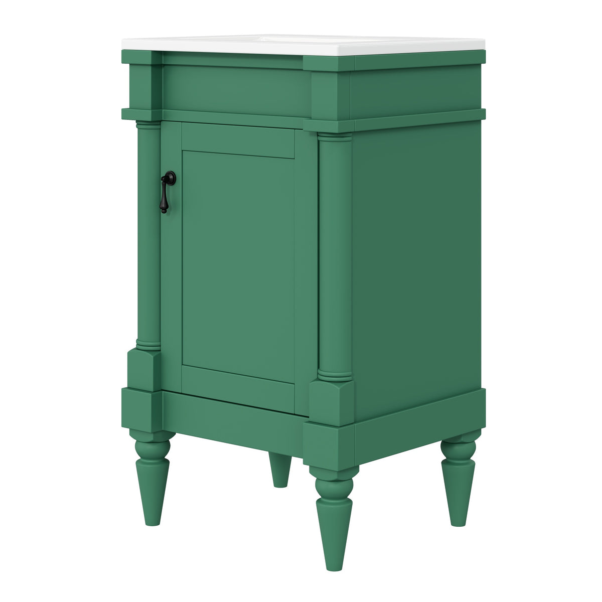 18-Inch Modern Bathroom Vanity with Ceramic Sink, Green