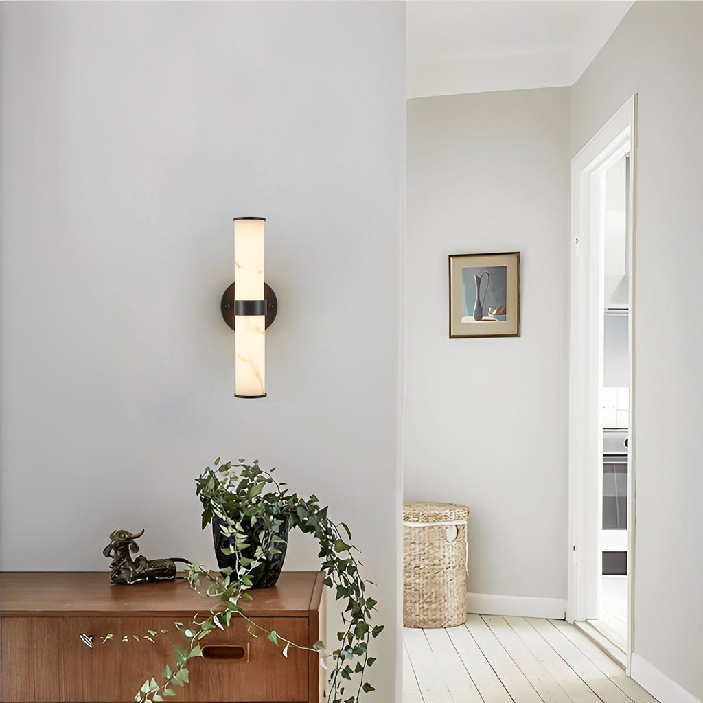 Resin Imitation Marble Texture Wall Light with Black Iron Frame