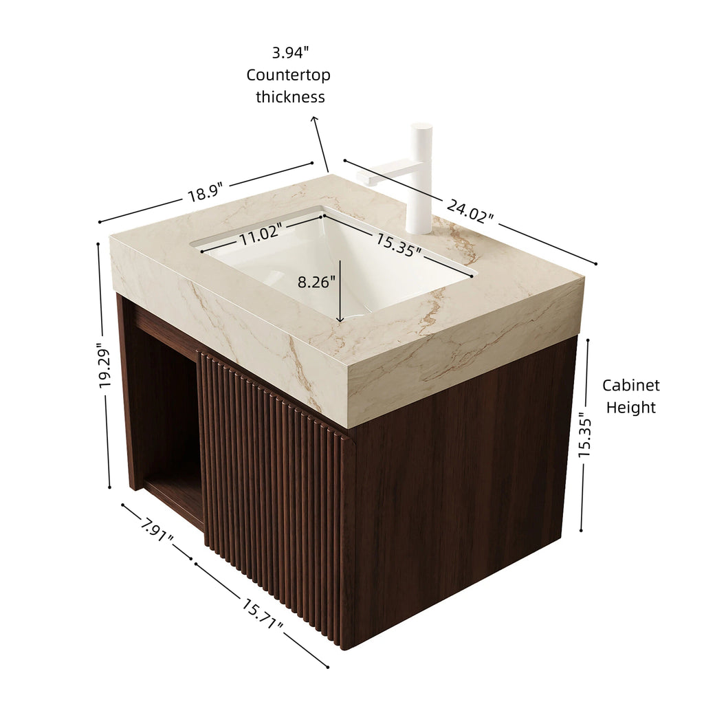 Eiden 24" Bathroom Vanity & Sink Floating Storage Cabinet