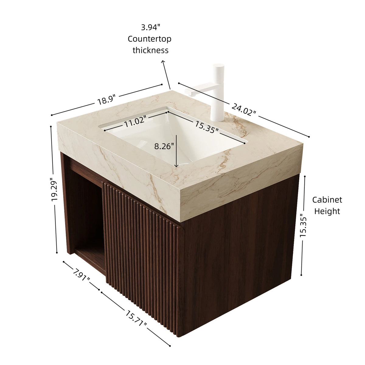 Eiden 24" Bathroom Vanity & Sink Floating Storage Cabinet