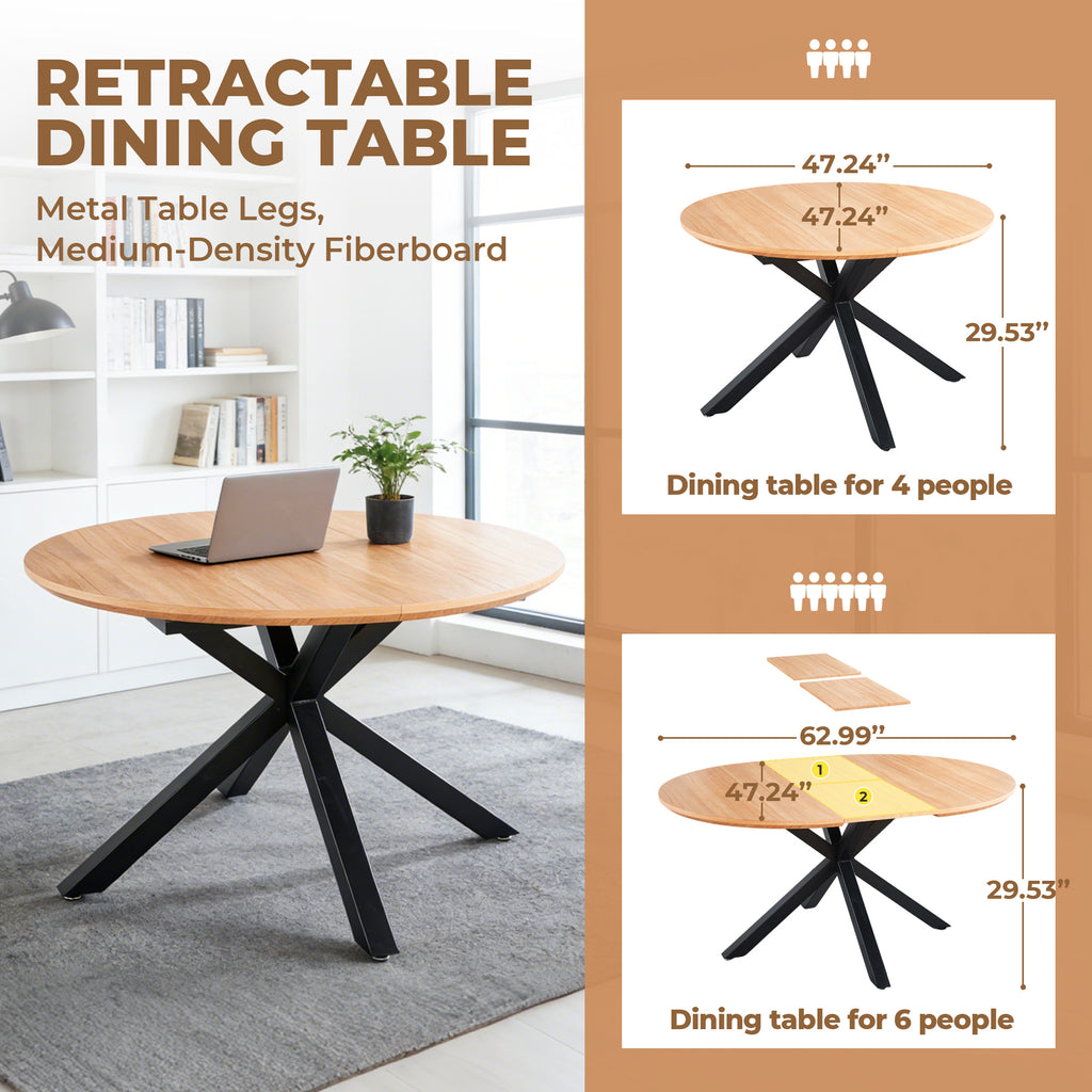 Extendable Table with Metal Legs