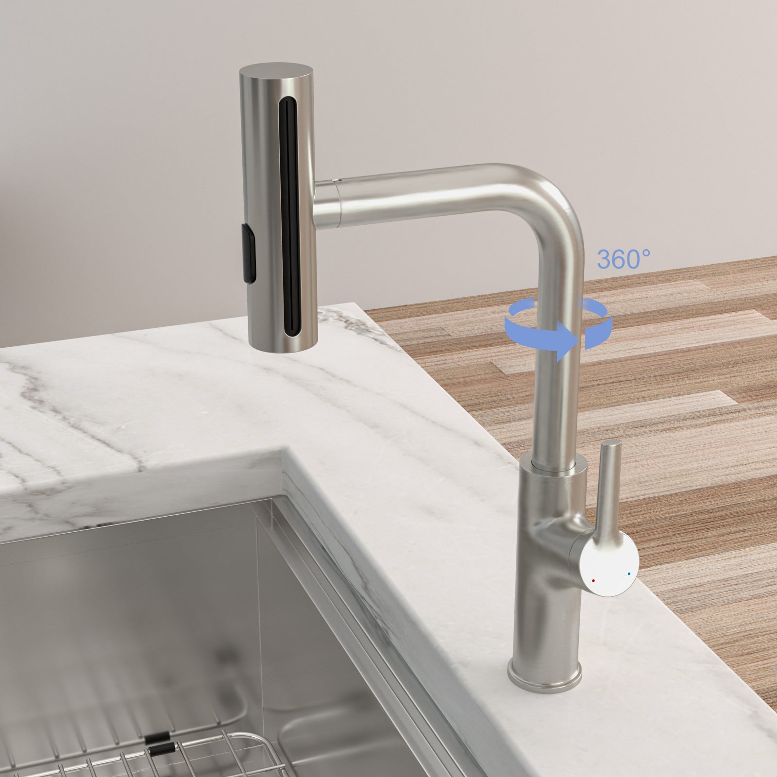 360° Pull-Down Kitchen Faucet with 4 Spray Modes