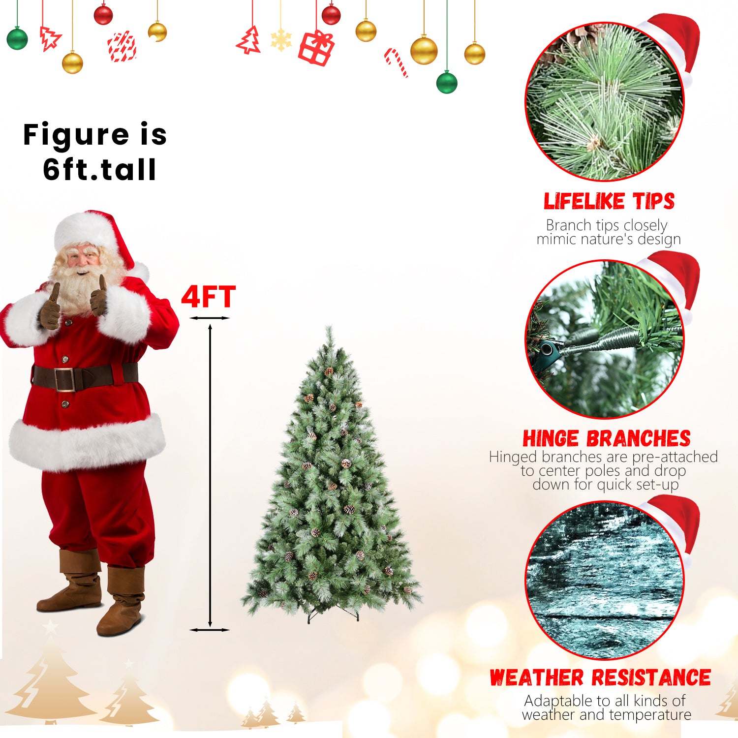 9FT Christmas Tree with 122 Pine Cones