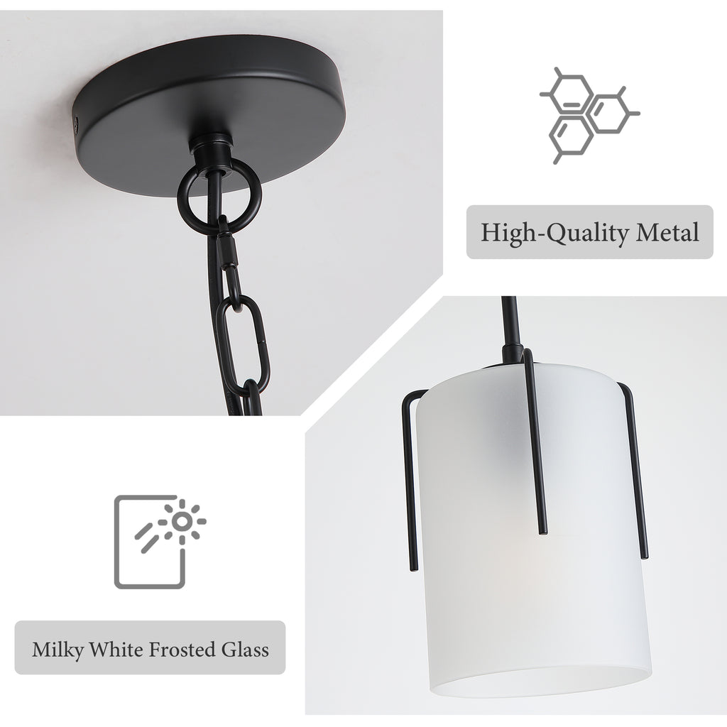 Modern Adjustable Cylindrical Pendant Light, Milky