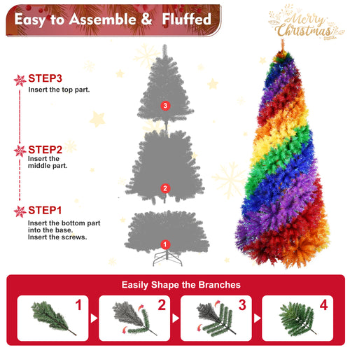 5ft Rainbow Spiral Christmas Tree