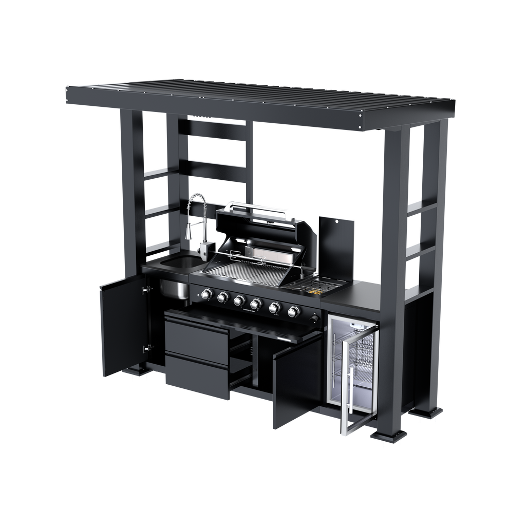 97-Inch 4-Burner Deluxe Stainless Steel Outdoor Kitchen Grill
