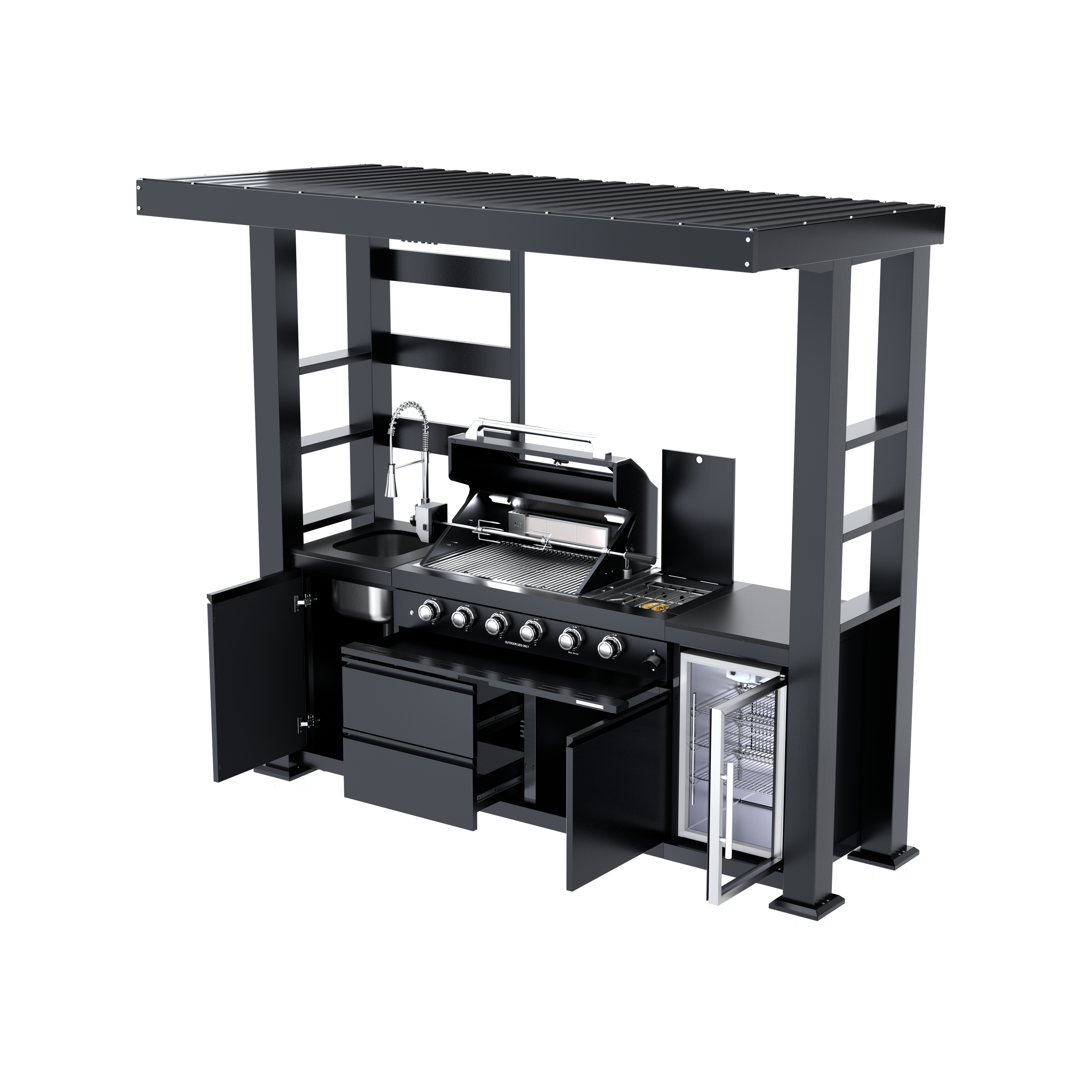 97-Inch 4-Burner Deluxe Stainless Steel Outdoor Kitchen Grill