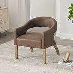 Modern Upholstered PU Open Back Accent Armchair