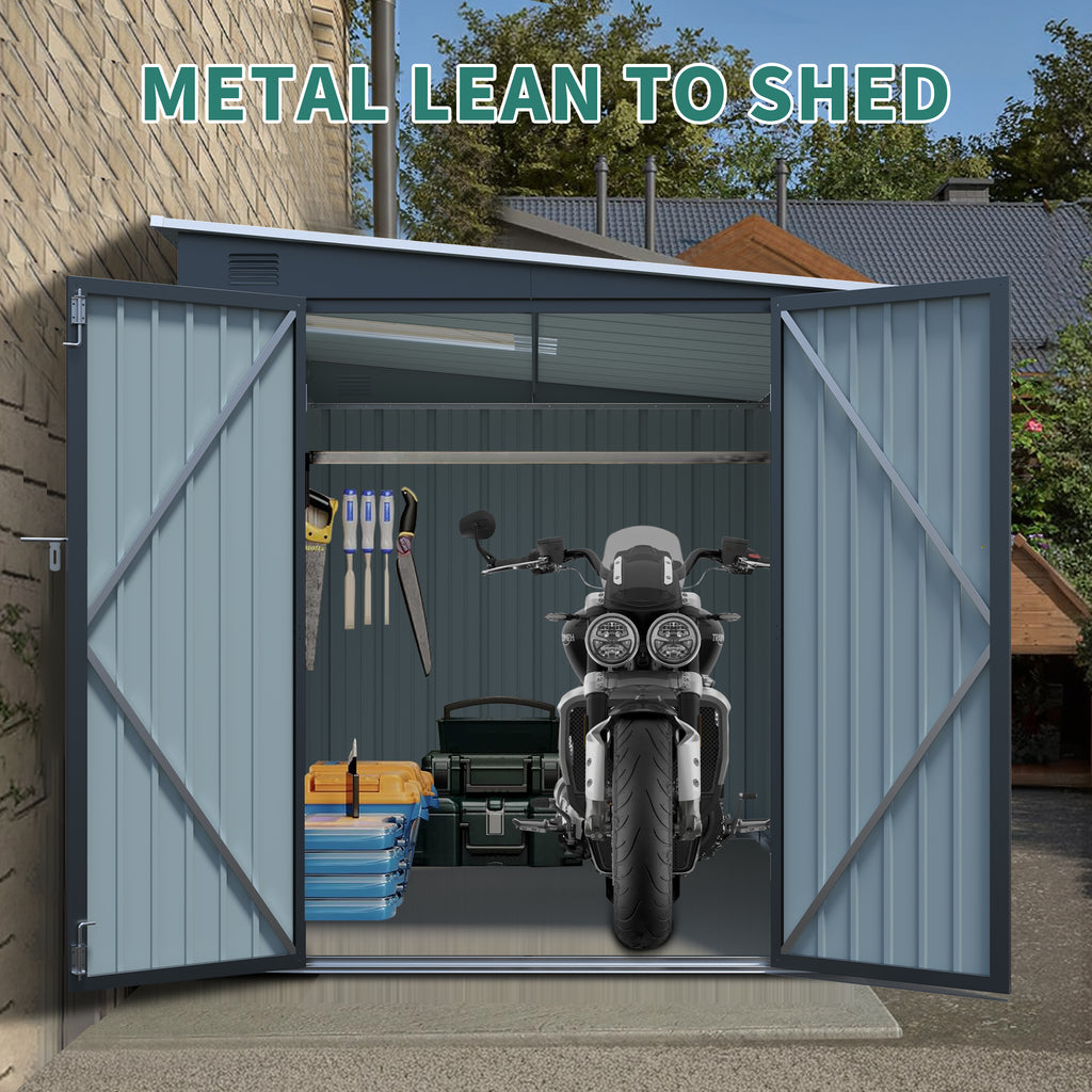 6x8FT Galvanized Steel Outdoor Storage Shed
