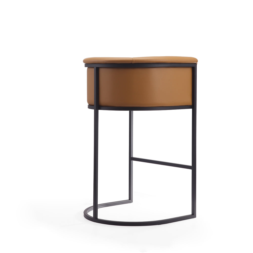 Cosmopolitan Metal Upholstered Barstool in Camel