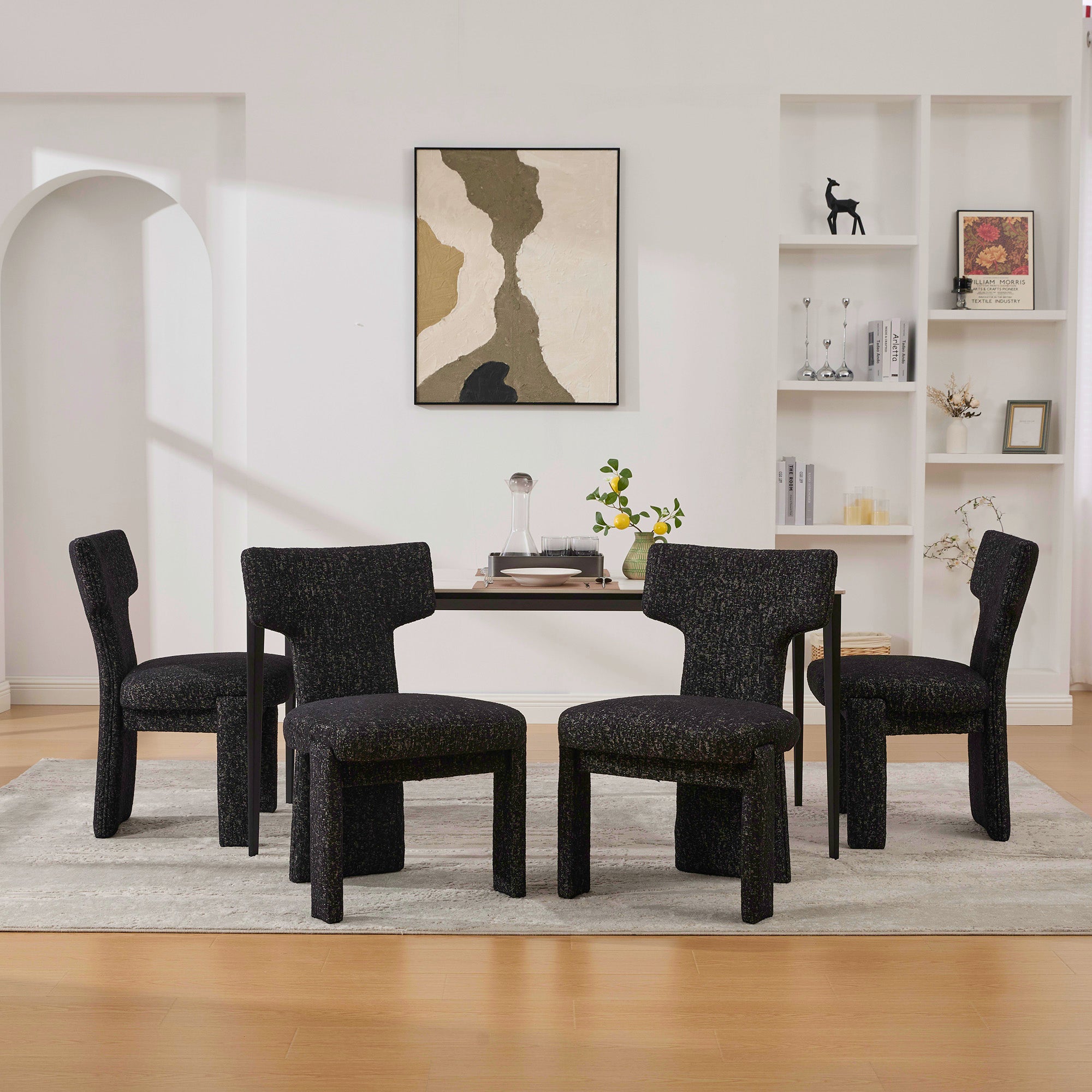 22.05" Wide Modern Upholstered Chenille Dining Chair Set of 4