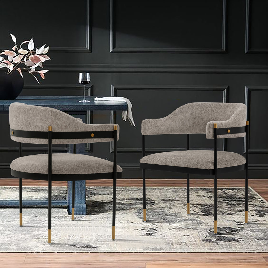 Lia Metal Chenille Armchair in Stone