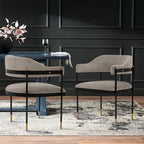 Lia Metal Chenille Armchair in Stone