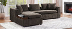 L-Shaped Upholstered Sectional Sofa with Storage Compartment