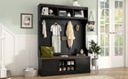 Vibe Haus 71"H Farmhouse Hall Tree with Bench and Shoe Storage