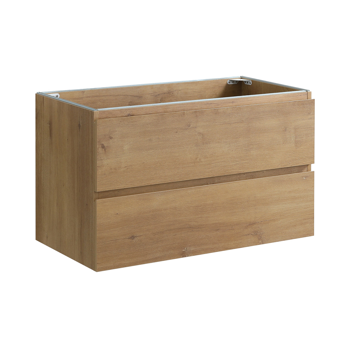 Alice Wall-Mount Bathroom Vanity Cabinet, 35.5-Inch, Natural Wood, No Basin