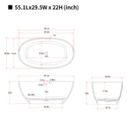 55'' Freestanding Bathtub in Resin Stone