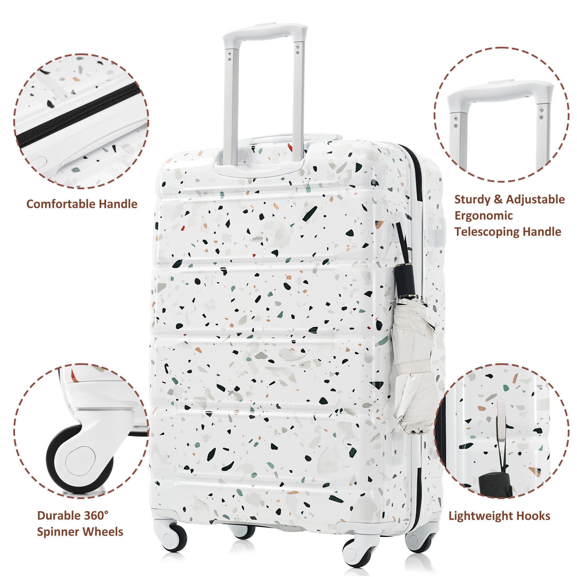 Luggage Set of 3, 20-inch with USB Port