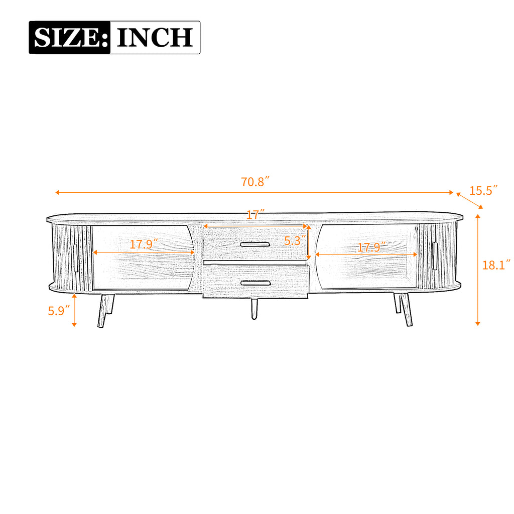 Mid-Century Modern TV Stand for 80" TV
