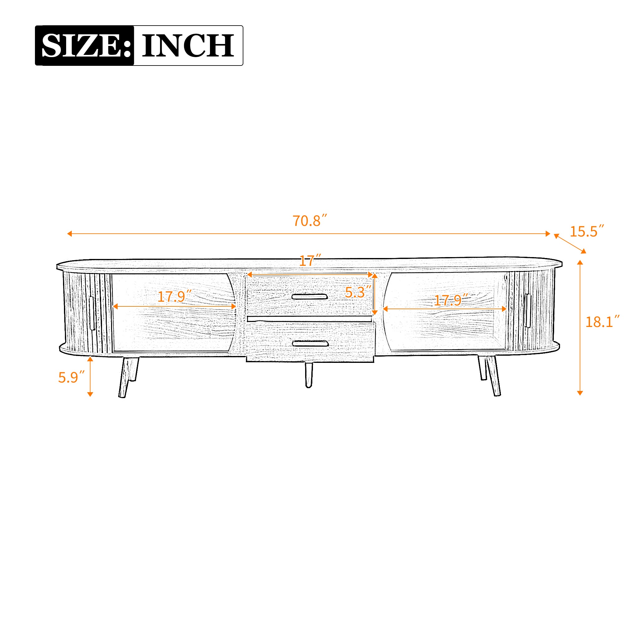 Mid-Century Modern TV Stand for 80" TV