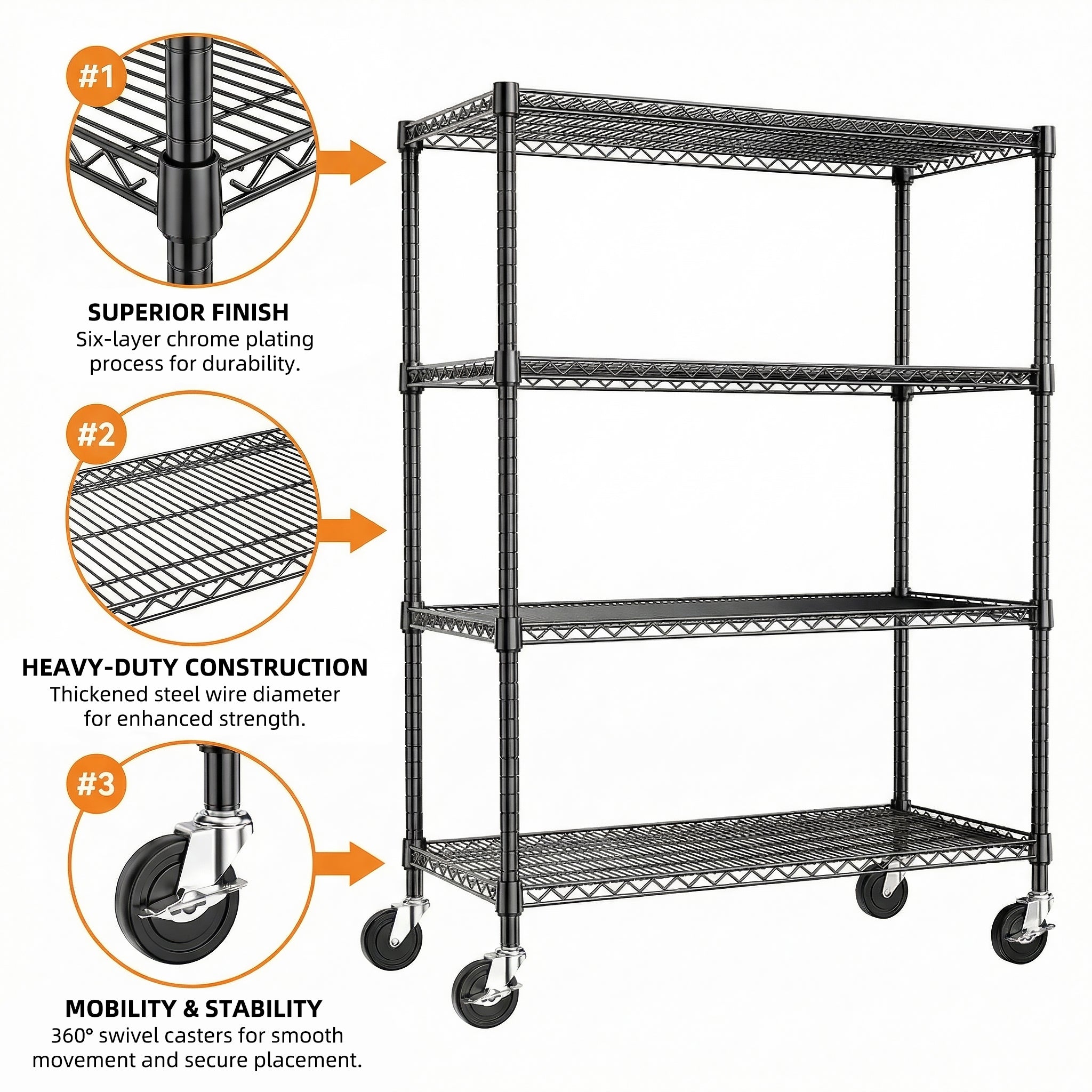 2640 Lbs Industrial Metal 4 Tier Shelving Unit