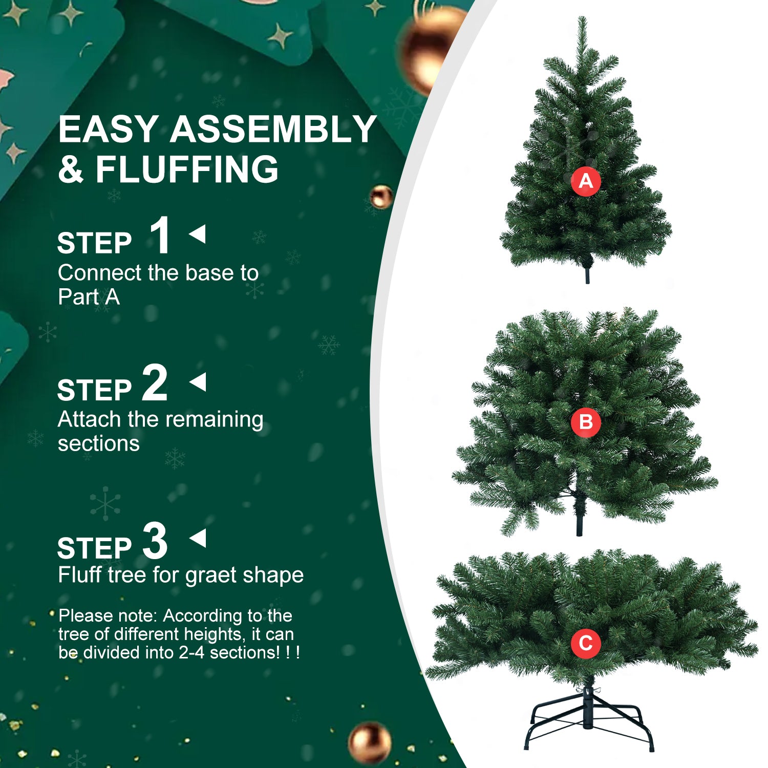 7.5ft Christmas Tree with Memory Wire, 1200 Tips