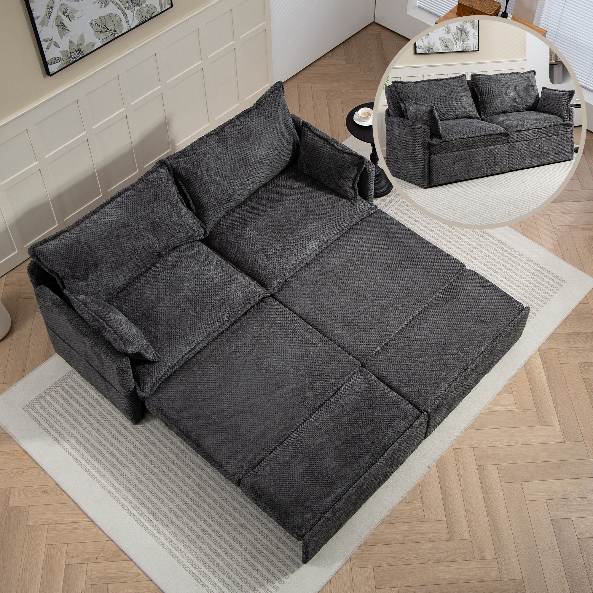 Pull Out Sofa Bed, Convertible Sleeper Sofa Couch, Side Storage, and USB / C - Type Charging Ports Chair