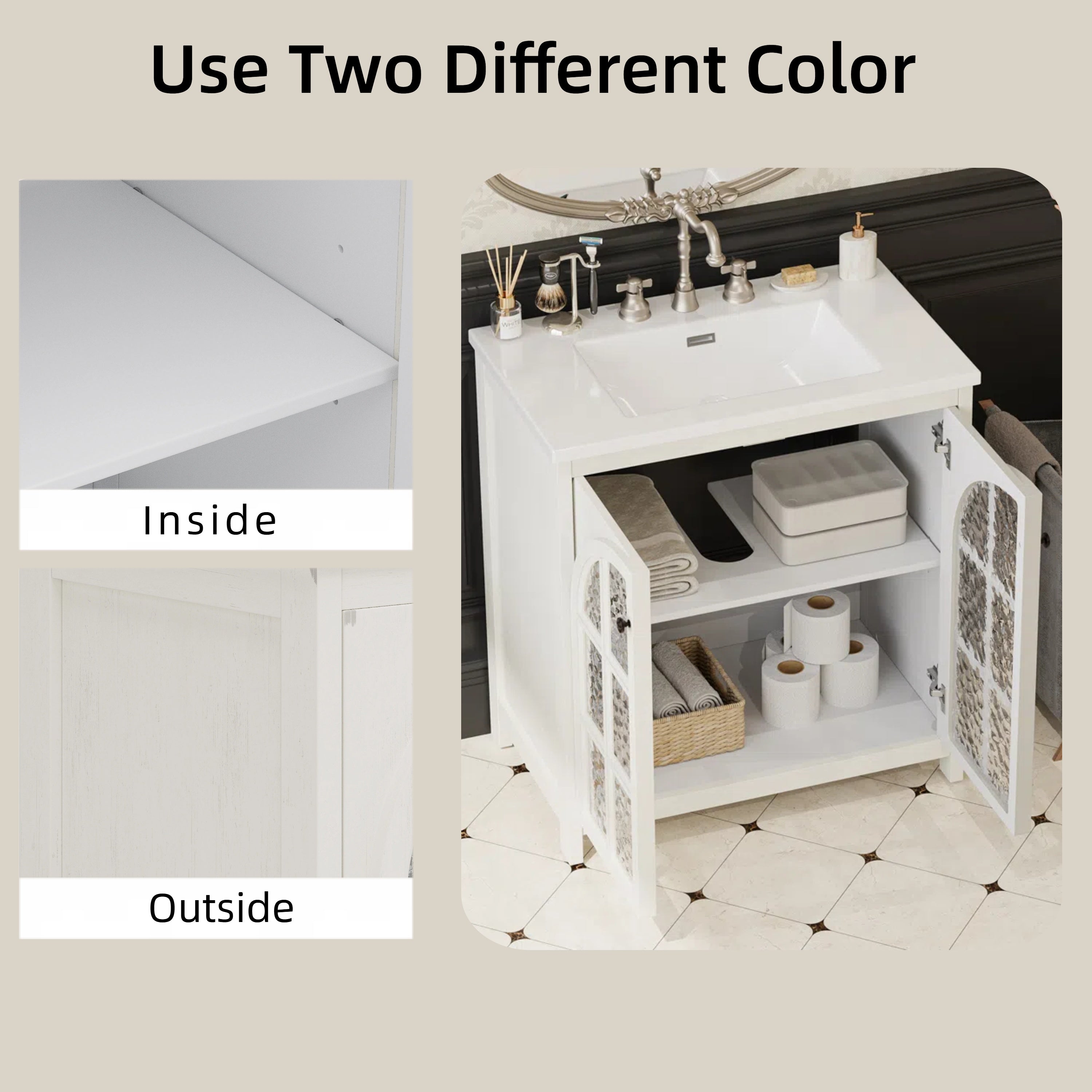 30 Inches Bathroom Vanity with Ceramic Sink