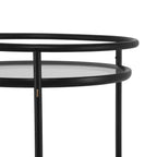 Modern Round Bar Cart with Tempered Glass Shelves