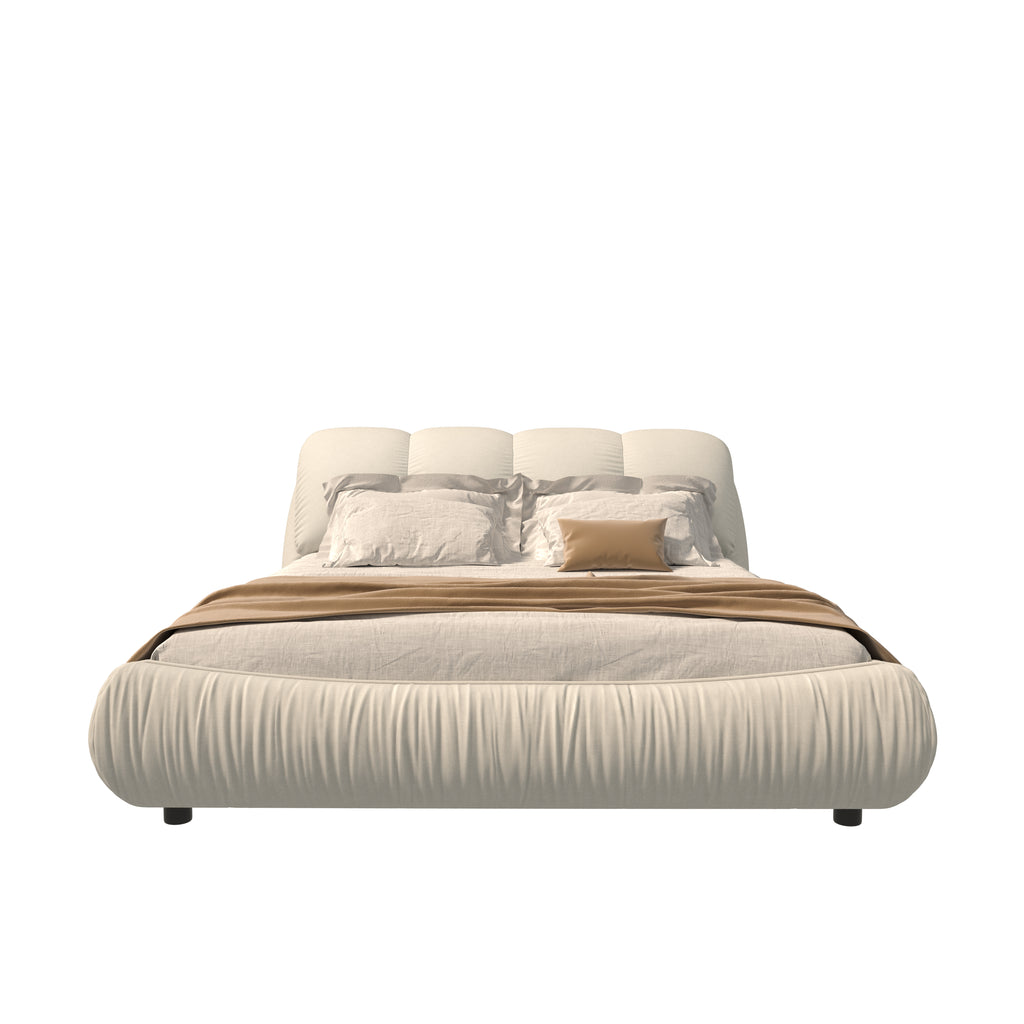 Queen Size Luxury Upholstered Platform Bed with Oversized Padded Backrest