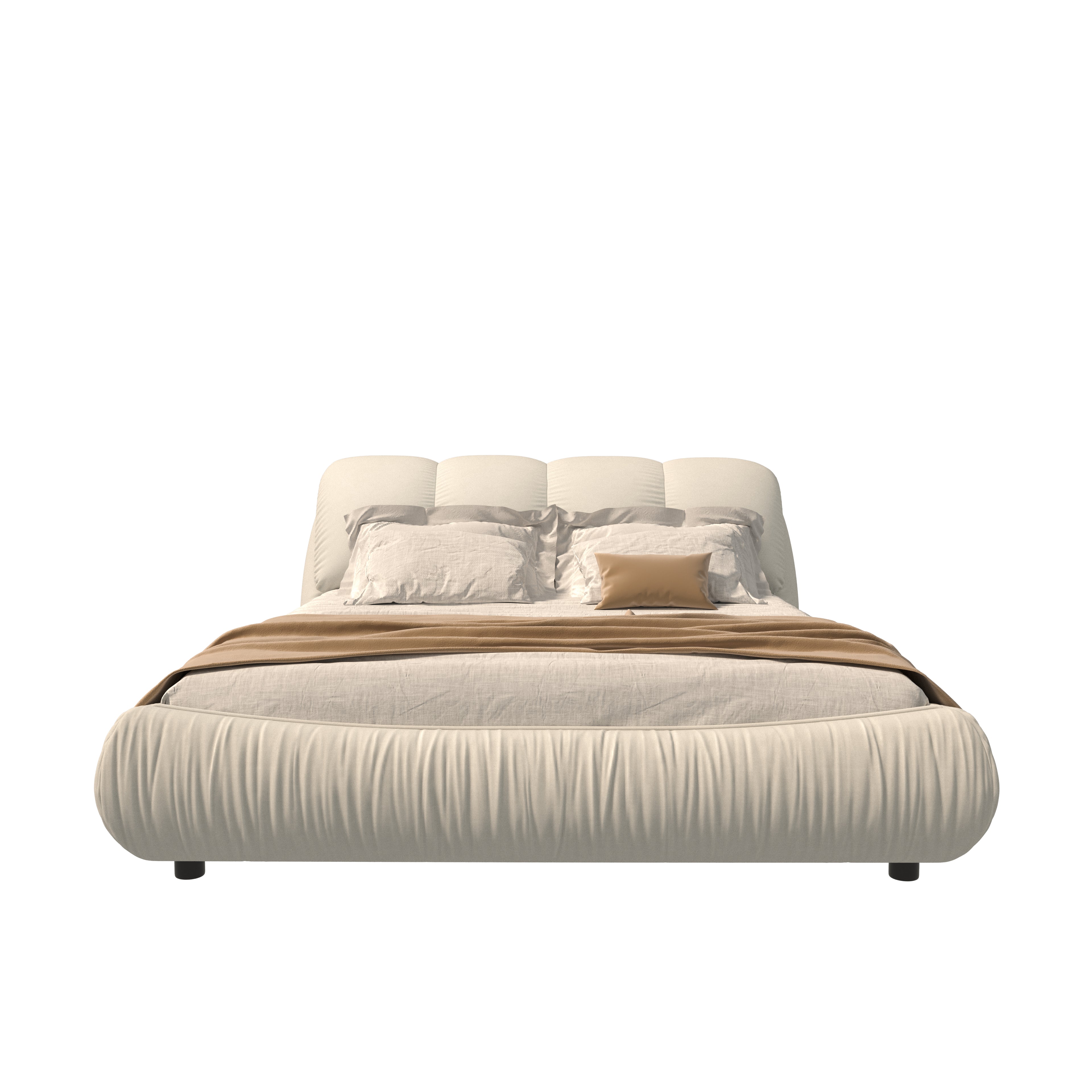 Queen Size Luxury Upholstered Platform Bed with Oversized Padded Backrest