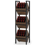 15" 3-Tier Industrial Basket Stand with Angled Baskets