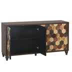 59.8" Sideboard With Honeycomb Pattern, Modern Accent Cabinet