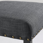 Biony Espresso Wood Dining Set With Gray Fabric Chairs